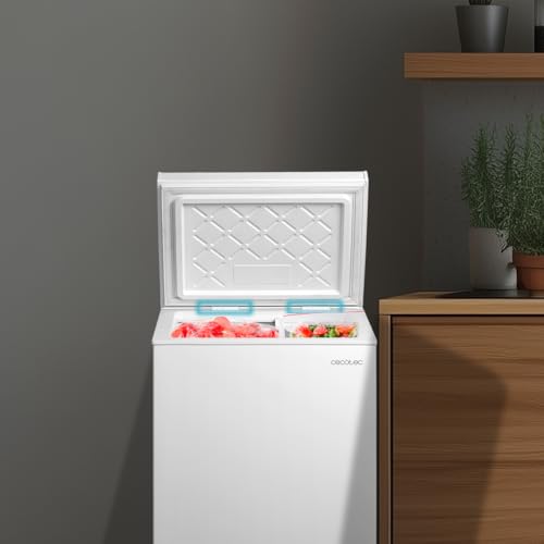 Cecotec Horizontal-Gefrierschrank 99L Bolero CoolMarket Chest 99P Weiß E. Korb mit Griffen, Elektronische LED-Steuerung, UltraContact D-Cool, Dual-Funktion, ZeroG-Tür (80º-30º), Fast Freezing, Kompakt