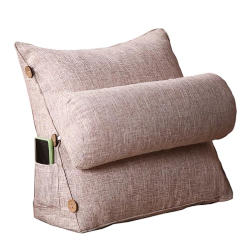 Almohada de Cuña Triangular, Cojín Triangular de Apoyo Lumbar, Almohada de Lectura Triangular, con Cabecero Desmontable, Cojín de Respaldo de Sofá (2 45x45x20cm)