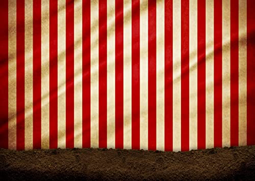 BELECO 7x5ft Fabric Circus Carnival Backdrop Red and White Stripes Circus Tent Backdrop Evil Clowns Circus Themed Party Decorations Banner Halloween Photoshoot Baby Kids Adults Portrait Photo Props
