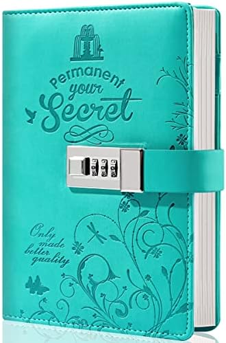 CAGIE Diary with Lock Combination Digital, Lockable Secrets Journal, 224 Pages Thick Refillable Locked Diary, 5.9 x 7.9 Inch Blue Locking Notebook for Adults Women