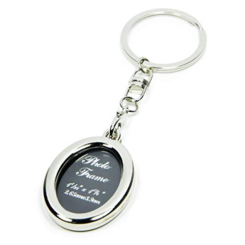 Elechobby Photo Keychain Keyring Picture Frames Commemorative Keychains (Silver Oval) #TOP7