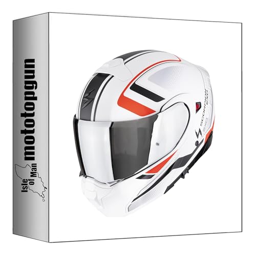 Casque moto modulable Scorpion Exo-930 Evo Ardens blanc noir rouge mat