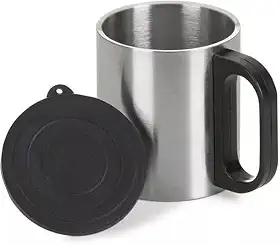 Caneca de Aço Inoxidável com Tampa, 180 ml