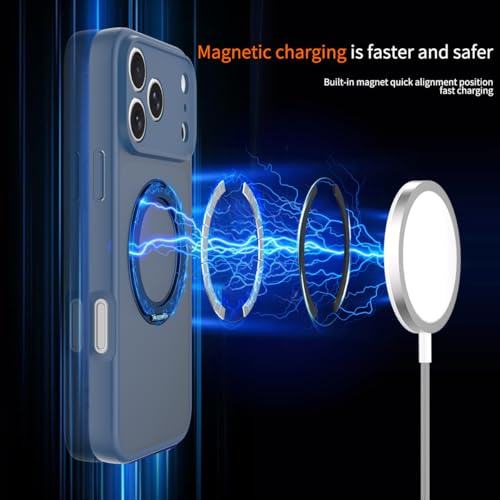 Image of Magnetic Case for iPhone 17 Pro Max With Magnetic Ring Stand, [Compatible with Magsafe] [Military Grade Drop Protection] Shockproof Phone Cover for iPhone 17 Pro Max Full Camera Protection 6.9 inch Blue