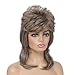 Adequate 80s Mullet Wig for Women Fluffy and Layered Hairpiece for Perfect for Costume Parties and Cosplay (Light Brown)