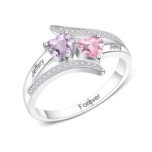 Bagues de fiançailles pour femme en argent sterling 925 avec gravure de prénoms