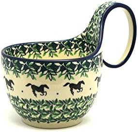 Polish Pottery Loop Handle Bowl - Dark Horse