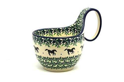 Polish Pottery Loop Handle Bowl - Dark Horse