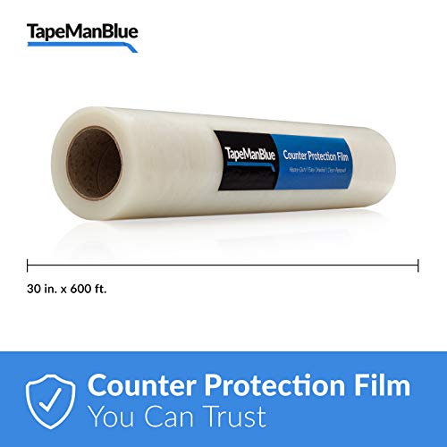 Countertop Protection Film, 30 Inch X 600', Made In Usa, Self Adhesive Clear Countertop Protector, Clean Removal Surface Protection Film For Kitchen Counters, Granite, Marble, Acrylic, Glass & Quartz #TOP1