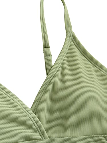 SHENHE Girl's 2 Piece High Waisted Spaghetti Strap Swimsuit Bathing Suit Bikini Sets 3 Tones3