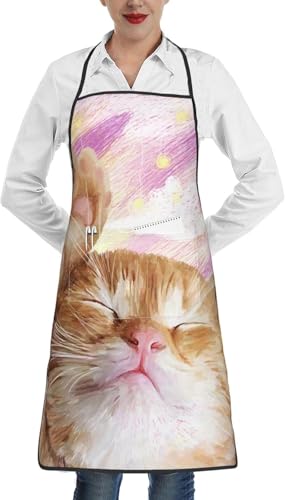おもしろ 猫 猫柄 面白い ねこ (4) エプロン H型エプロン シンプル おしゃれ カフェエプロン シワになりにくい ポケット付き 防水 メンズ レディース キッチンエプロン 保育士 業務用 家庭用 人気 プレゼント gb96es