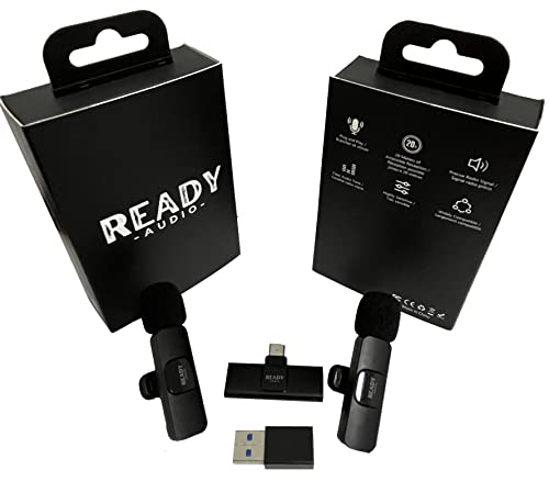 Ready Audio Professional Mini Wireless Microphones For Usb-C Compatible Android Devices And Pc. Plug & Play, W/Lapel Clip. For Live Streaming, Video Recording & Podcasts #TOP6