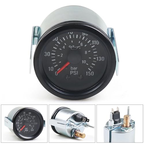 Image of Dyno Racing 2 inch 52mm Mechanical Oil Press Gauge 0-10 Bar /0-150PSI Oil Pressure 12V Press Gauge Yellow Light Car Meter NPT1 /8