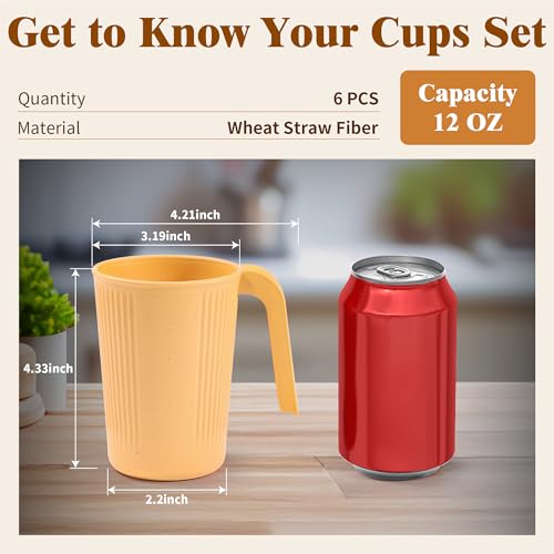 Set de 6 mugs de fibra de trigo, 12 onzas, coloridos miniatura 2