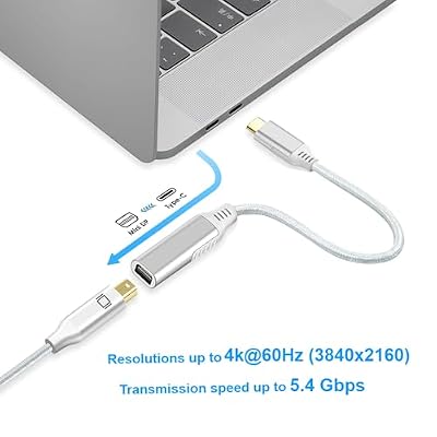Jasput USB C to Mini DisplayPort Adapter,USB-C to Mini Displayport 4K@60Hz & Nylon Compatible with MacBook Pro 2016-2023/Air,ChromeBook