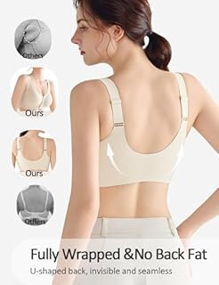 OXYIBRAS Front Closure Bras for Women Comfort Wireless Bar Supportive No Underwire Seamless Post Surgery Bralettes White XL