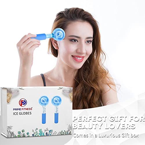 Ice Globes For Facials | Glass Cryo Sticks | Cold Roller Ball For Massage | Spa Cooling Globe For Face Eyes & Neck| Beauty Skin Care For Puffiness & Wrinkles | 2 Pack Blue (Blue) #TOP6