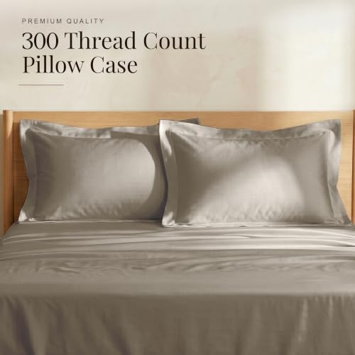 Image of Huesland Premium 100% Cotton Luxe Soft Touch 300 Thead Count Pillow Cover Set of 2 - Vintage Khaki