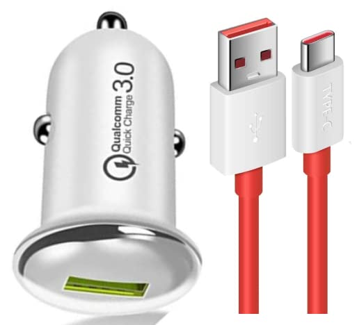 30W Car Charger for Maruti Brezza Original QC Adapter Type C 3.0A High Speed Fast Turbo Charge QC 3.0 Smart SinglePort with 1m Type-C Red Charging & Sync Cable (White, SE.W)-picture-19