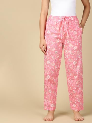 Image of PYNK by Lux Cozi Women's Cotton Printed Palazzo Pyjama Relaxed Lounge Pants | Super Soft Comfortable | Loungwear Pyjama Pant-Pack of 1