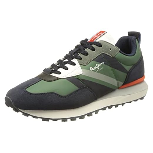 Pepe Jeans Bandera de Foster Man, Zapatillas deportivas Hombre, Azul Navy Green, 44 EU