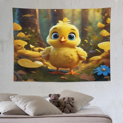 Tapisserie poussinen PAZZK pour habiller un mur vide sans faire de trou