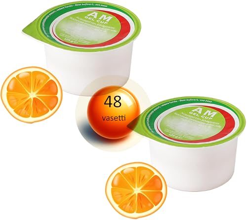 AM Gel Cup Acquagel Arancia con Edulcorante, Acqua Gelificata - 48 Vasetti da 125 g