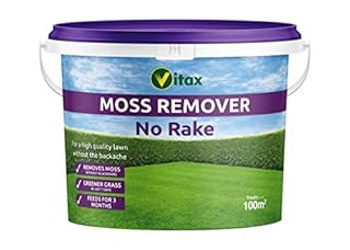 Vitax Moss Remover, No Rake, Dual Purpose Lawn Feed And Moss Removal, Natural Moss Eating Bacteria, Greener Lawns, Feeds Lawn For Up To 3 Months- 100 M.Sq