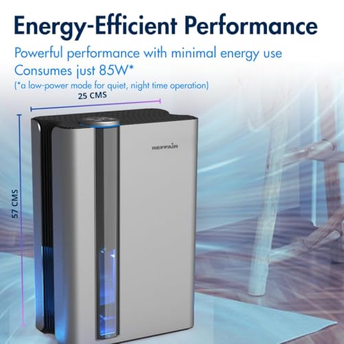 Image of Reffair Dehumidifier DX50 I Energy-efficient 78W I Rate of up to 1000 ml /day I Large 2.4L water tank I Negative Ions, Silent mode, Auto shut-off I Covers 250 ft I Effortless laundry drying