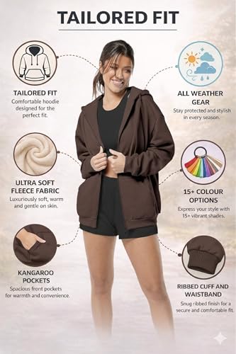 Image of FUNKY MONKEY - Women's Cute Hoodies Teen Girl Winter Jacket Sweatshirts Casual Drawstring Clothes Zip Up Hoodie with Pocket