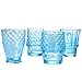 MDLUU Fish Design Tumbler Glasses, Stackable Drinking Glasses, Colored Glass Beverage Cups, Nautical Glassware for Gift, Set of 4 (Blue)