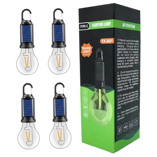 Ampoule solaire suspendue portable avec crochet et câble étanche pour le camping