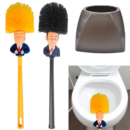 Juego de Escobilla de Inodoro, Trump Esco Billa De Baño Doméstico, 2pcs escobilla y 1 pcs Soporte para Inodoro, Esco Billa de Baño Novedosa, Herramienta de Limpieza para B año