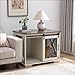 GOWE Farmhouse Dog Cage Crate Furniture with Sliding Barn Door, Farmhouse Wooden Dog Kennel End Table with Flip-top Plate Dog House with Detachable Divider for Small/Medium/Large Dog White
