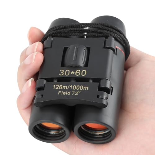 Mini Binoculars 30x60 Compact Telescope Lightweight Pocket Folding Waterproof Easy Focus for Adults Kids Travelling Sightseeing Hunting Bird Watching Outdoor birding Concert Theater Opera (Black)