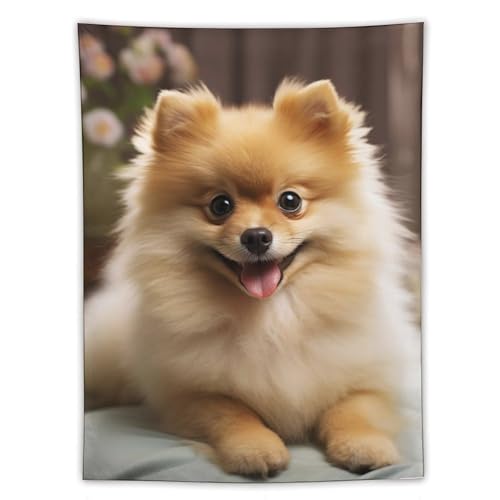 Tapisserie murale pour moderniser une décoration intérieure avec un chien de Poméranie