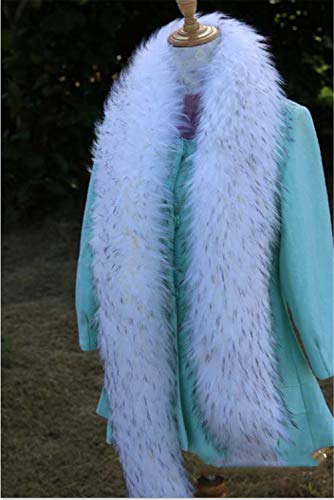 Ldfway Long Men Women Faux Fur Collar Winter Warm Wrap Stole Scarf Shawl Shrug (White Black Tips) #TOP2