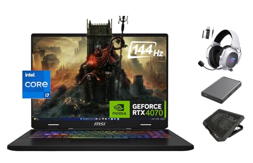 MSI Crosshair 4070 ゲーミングノートパソコン、16インチ 144Hz 2Kディスプレイ、16-Core i7-14650HX (Beats i9-13900H)、NVIDIA RTX 4070、16GB DDR5、1TB SSD、RGBバ