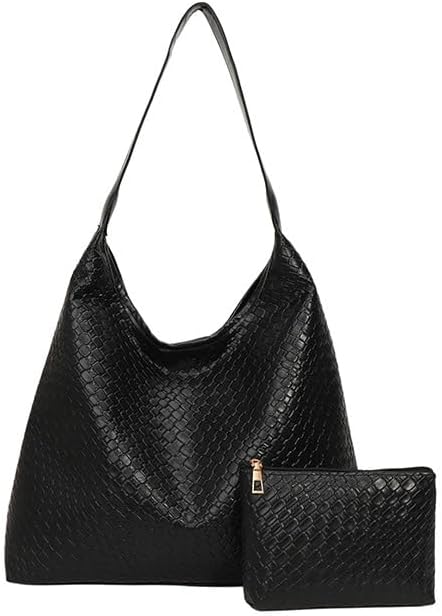 AriaNova Woven Leather Tote Bag for Women Top- Hobo Bags Large Capacity Soft Vegan Crossbody