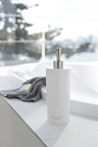 Yamazaki 2932 Tower Body Soap Dispenser Contemporary Bottle Pump For Shower, Round, White #TOP1