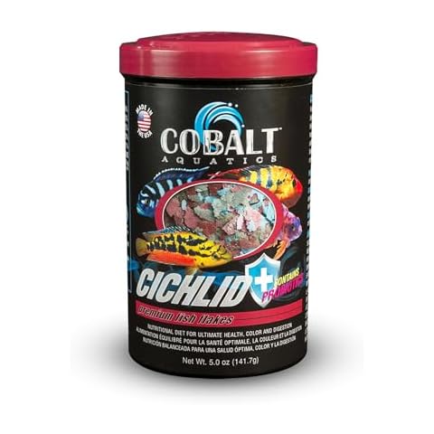 Cobalt Aquatics Cichlid Flakes 5oz - Probiotic Formula for Growth, Color & Health - Blue Flakes for Digestive & Immune Support - for Clear Aquariums Cover
