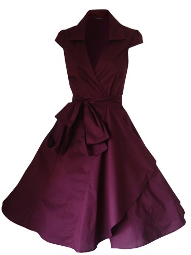 look for the stars Vintage 40er 50er Jahre Stil Rockabilly/Swing/Pin Up Baumwolle Wrap Abend Party Cocktail Kleid Größen 32-56 Gr. 44,...