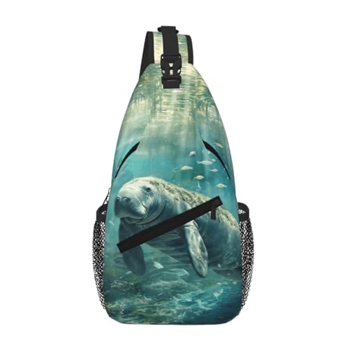 Bolsa cruzada de pecho con estampado de manatí ligera y elegante