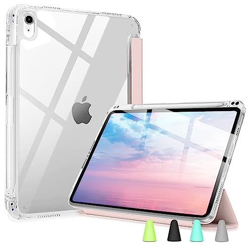 Miieadoo Case for iPad 10th Generation- Shockproof Pink Cover with Built-in Pencil Holder- Smart Auto Sleep/Wake - Complimentary Four Pen Caps- iPad 10th Gen 2022 Perfect for Students at Home/School