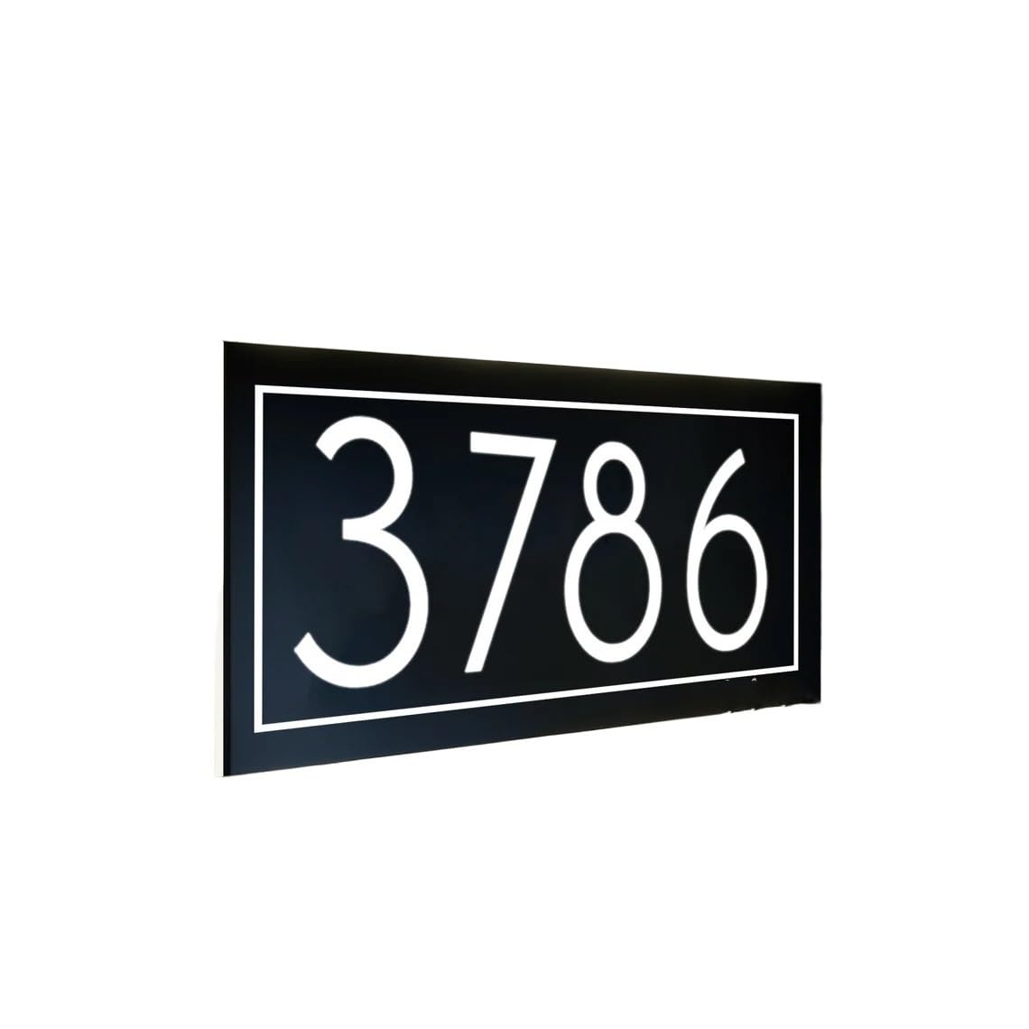 Hausnummern, Hausnummernschild, modernes beleuchtetes Hausschild, benutzerdefiniertes LED-Adressschild, beleuchtet, mit Metall-Finish, Ziffern Si (Stil 2, warmweißes Licht, wasserdicht, 20 x 10 cm)