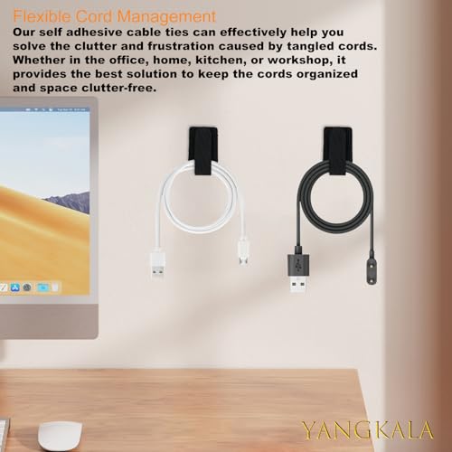 36PCS Cable Organizer Hook and Loop Cable Ties, Self Adhesive Hook and Loop Cable Straps Sticky-back Cable Management Cord Organizer Cable Clip for Household & Office Essentials (White*36) miniatura 7