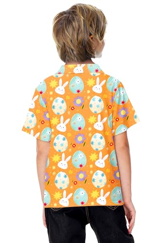 Image of AOBUTE Kids 4th of July Polo American Flag Short Sleeve Button Down Shirts Tops 3-14 Years