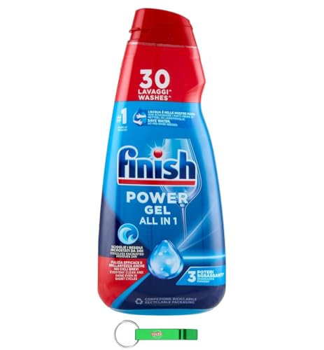 Finish Powergel Fresh - Detergente líquido para lavavajillas multifunción, efecto desengrasante, 30 lavados de 600 ml + llavero Beni Culinari gratuito