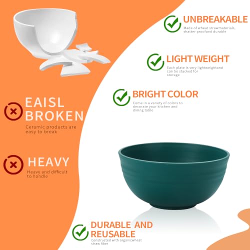 Lazycorner 8 Pcs Wheat Straw Cereal Bowls 26 Oz Wheat Straw Bowls Set Reusable Plastic Bowls for Soup Microwave & Dishwasher Safe Soup and Salad Bowls - image 5