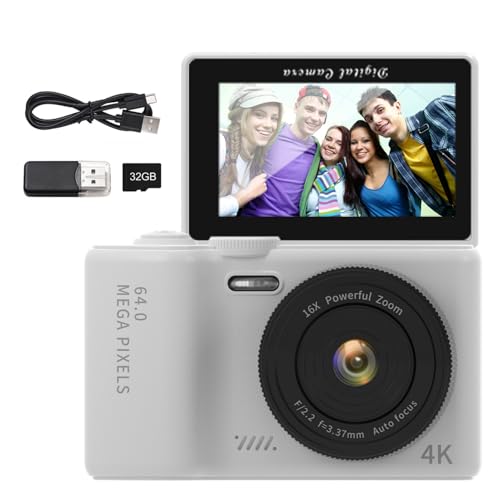 Cámara digital 4K 64MP WiFi con pantalla abatible 180° de 3